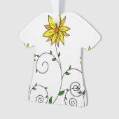 Grillige Gele Bloem Doodle Kunst Ornament (voorkant)