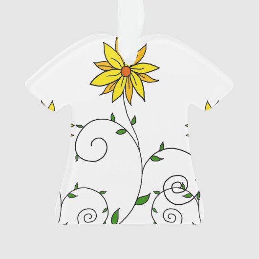 Grillige Gele Bloem Doodle Kunst Ornament (voorkant)