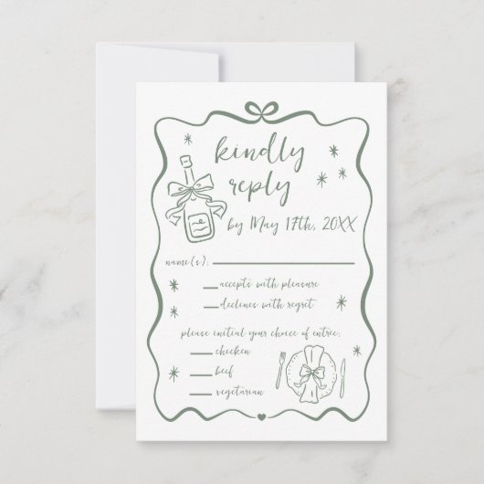 grillige geloften | handgetekende doedels | Bruilo RSVP Kaartje (Voorkant)