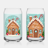 Grillige Gemberkoekhuis Kerst Scene Blikvorm Glas (Achterkant)