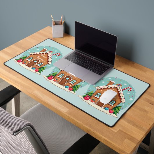 Grillige Gemberkoekhuis Kerst Scene Bureaumat (Kantoor 2)