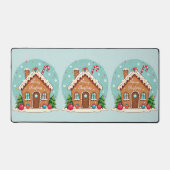 Grillige Gemberkoekhuis Kerst Scene Bureaumat (Voorkant)