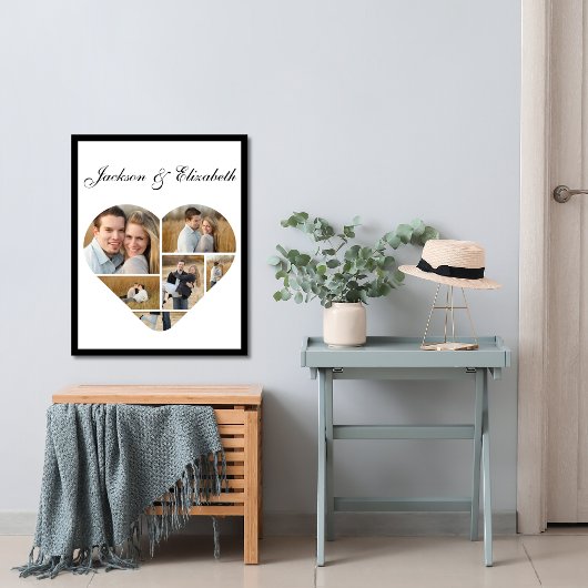 Grillige gepersonaliseerde hart liefde foto collag poster