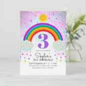 Grillige geschilderde regenboog & sterren verjaard kaart (Staand voorkant)