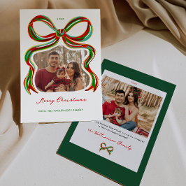 Grillige Geschilderde Strik Kerst Foto Kaart