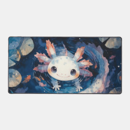 Grillige Gevlekte Axolotl Koraal Kieuw Diepblauw Bureaumat