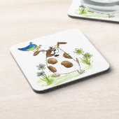 Grillige gevlekte hond met vogel bier onderzetter (Linkerzijde)