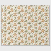 Grillige Gingbread & Pijnboom Kerstpatroon Cadeaupapier (Vlak)