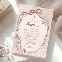 Grillige Gingham Roze Bloemen Meisje Doopfeest