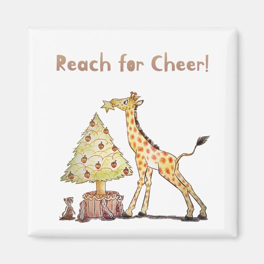Grillige Giraffe Kerstboom Tekening Magneet (Voorkant)