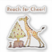 Grillige Giraffe Kerstboom Tekening Sticker (Voorkant)