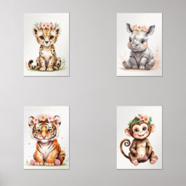 grillige girly nursery safari dier muurkunst sets