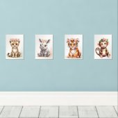 grillige girly nursery safari dier muurkunst sets (Houten vloer)