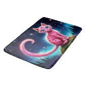 grillige gloeiende kat, lange staart blauwe ogen k badmat (Gekanteld)