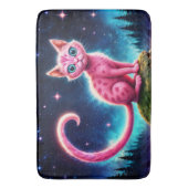 grillige gloeiende kat, lange staart blauwe ogen k badmat (Voorkant Verticaal)