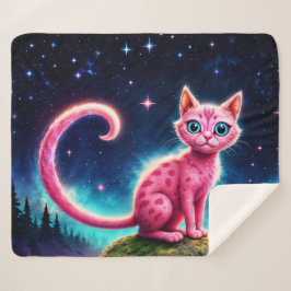 grillige gloeiende kat, lange staart blauwe ogen k sherpa deken