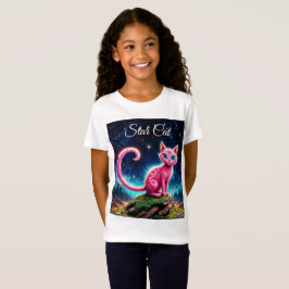 grillige gloeiende kat, lange staart blauwe ogen k t-shirt