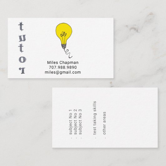 grillige gloeilamp idee onderwijs leraar visitekaartje (Voorkant / Achterkant)