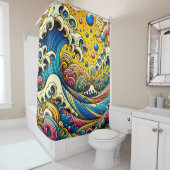 "Grillige golven: oceaanmirth" Douchegordijn (In situ)