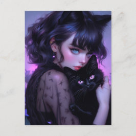 grillige gotische kat dame briefkaart