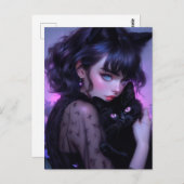 grillige gotische kat dame briefkaart (Voorkant / Achterkant)