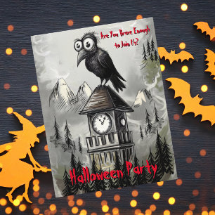 Grillige Gotische Kraai Grappige Geheime Halloween Briefkaart