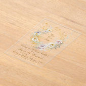 grillige gouden bloemenkrans foto save the date acryl uitnodigingen (Laagn)