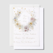 grillige gouden bloemenkrans foto save the date vellum uitnodigingen (Offset)