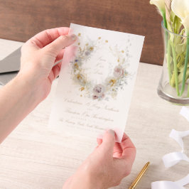 grillige gouden bloemenkrans foto save the date vellum uitnodigingen