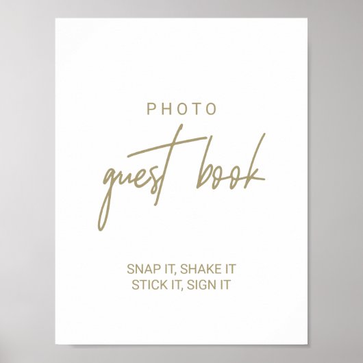 Grillige Gouden Kalligrafie Foto Gastboek Poster (Voorkant)