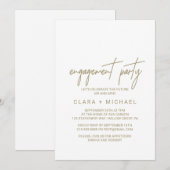 Grillige Gouden Kalligrafie Verloving Feest Kaart (Voorkant / Achterkant)