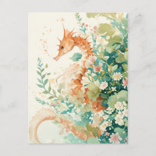 Grillige Gouden Zeepaardje Botanische Illustratie Briefkaart