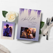 Grillige Gradiënt Paarse Bloemen 2 Foto Bruiloft Save The Date