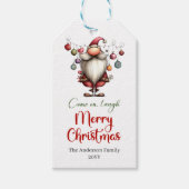 Grillige grappige Kerstman cadeaubijlage rood groe Cadeaulabel (Voorkant)