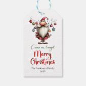 Grillige grappige Kerstman cadeaubijlage rood groe Cadeaulabel (Achterkant)
