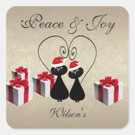 grillige grappige kerstman paar gepersonaliseerd vierkante sticker
