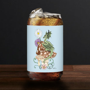 Grillige Groene Fantasie Draak Paddenstoel Bloemen Blikvorm Glas