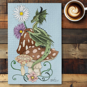 Grillige Groene Fantasie Draak Paddenstoel Bloemen Legpuzzel