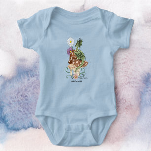 Grillige Groene Fantasie Draak Paddenstoel Bloemen Romper