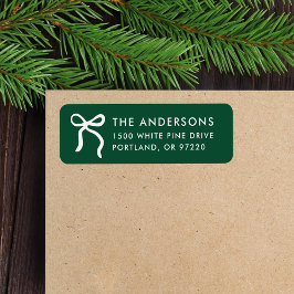 Grillige Groene Kerst Retouradressticker met Strik Etiket