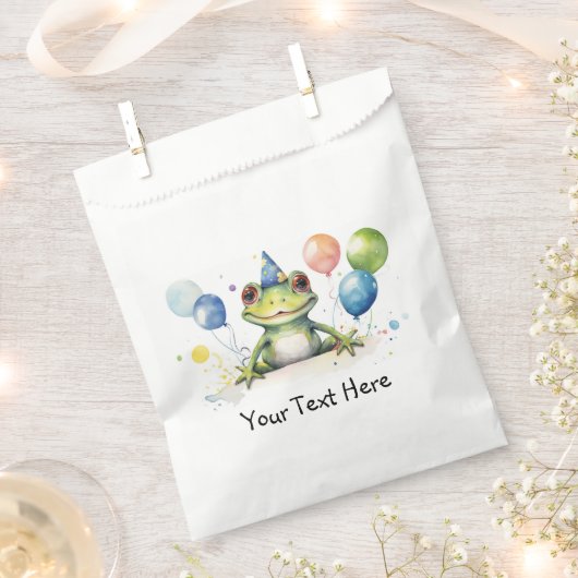 Grillige groene kikker met ballonnen bedankzakje (Geknipt)