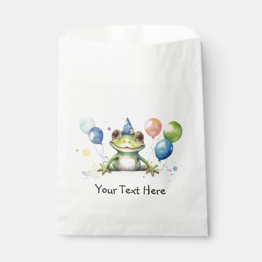 Grillige groene kikker met ballonnen bedankzakje (Voorkant)