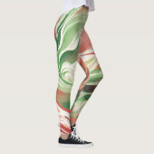 grillige groene rode witte werveling leggings (Rechts)