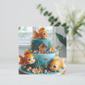 GRILLIGE GROOTOOGGOUDVISSEN THEMA VERJAARDAGSTAART KAART (Staand voorkant)