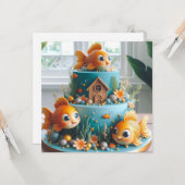 GRILLIGE GROOTOOGGOUDVISSEN THEMA VERJAARDAGSTAART KAART (Voorkant / Achterkant in situ)