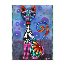 Grillige Grote-Ogen Funky Abstracte Kittie Kat