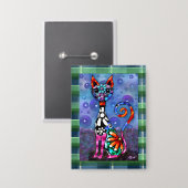 Grillige Grote-Ogen Funky Abstracte Kittkat Button (Voorkant / Achterkant)