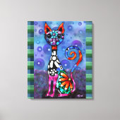 Grillige Grote-Ogen Funky Kattenkat Abstract Canvas Afdruk (Voorkant)