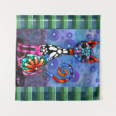 Grillige Grote-Ogen Funky Kitty Kat Abstract Wandkleed (Voorkant (horizontaal))