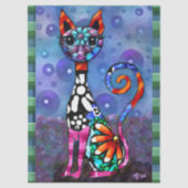 Grillige Grote-Ogen Funky Kitty Kat Decoupage Tissuepapier (Voorkant)
